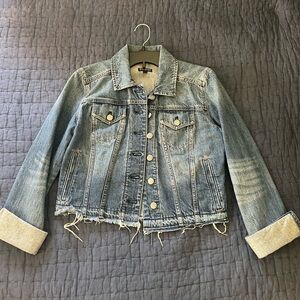 Express Distressed Cropped Cotton Denim Jacket Size Small - Great Condition!
